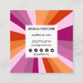 Farbige, fette Streifen Minimalistisch Pink Social Quadratische Visitenkarte (Rückseite)