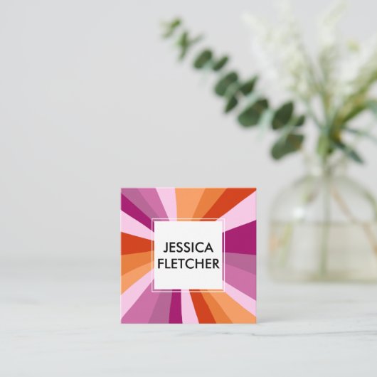 Farbige, fette Streifen Minimalistisch Pink Social Quadratische Visitenkarte (Stehend Vorderseite)