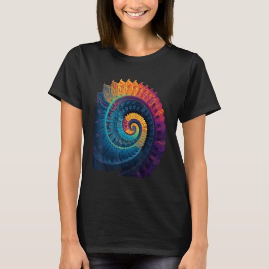 Farbige Fibonacci-Spirale psychedelische Farben Ab T-Shirt (Vorderseite)