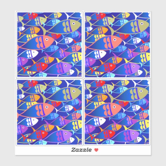 Farbige Fische Aufkleber (Blatt)