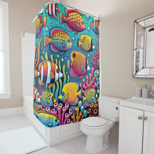 Farbige Fische Duschvorhang (Beispiel)
