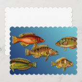 Farbige Fische Einladung (Vorne/Hinten)