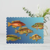 Farbige Fische Einladung (Stehend Vorderseite)