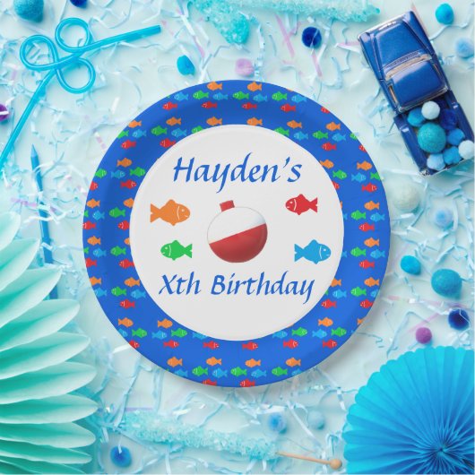 Farbige Fische Geburtstagspopolette Pappteller (Party)