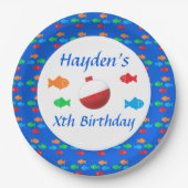 Farbige Fische Geburtstagspopolette Pappteller (Vorderseite)