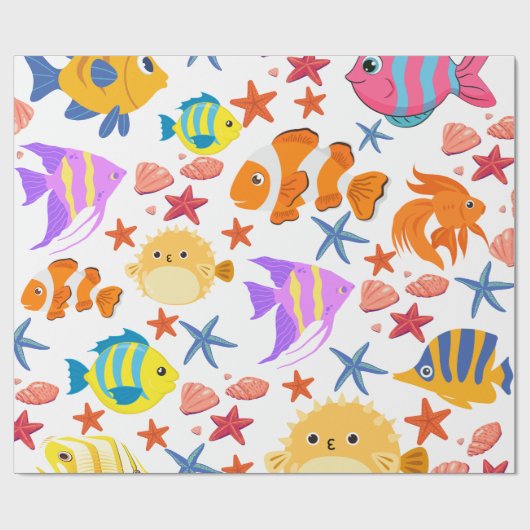 Farbige Fische Geschenkpapier (Flach)