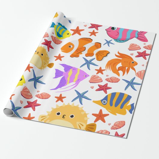 Farbige Fische Geschenkpapier (Ungerollt)