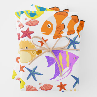 Farbige Fische Geschenkpapier Set