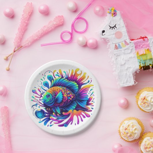 Farbige Fische Pappteller (Party)