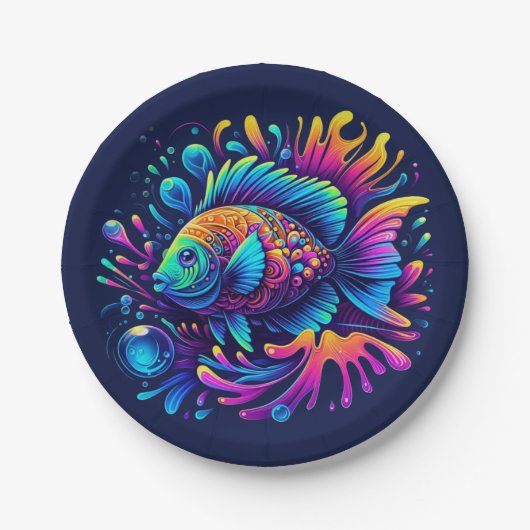 Farbige Fische Pappteller (Vorderseite)