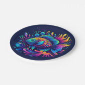 Farbige Fische Pappteller (Schrägansicht)
