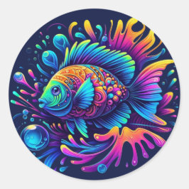 Farbige Fische Runder Aufkleber