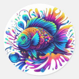 Farbige Fische Runder Aufkleber