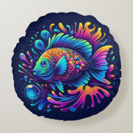 Farbige Fische Rundes Kissen