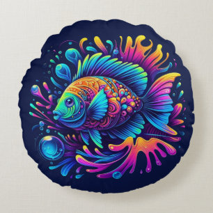 Farbige Fische Rundes Kissen