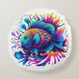 Farbige Fische Rundes Kissen