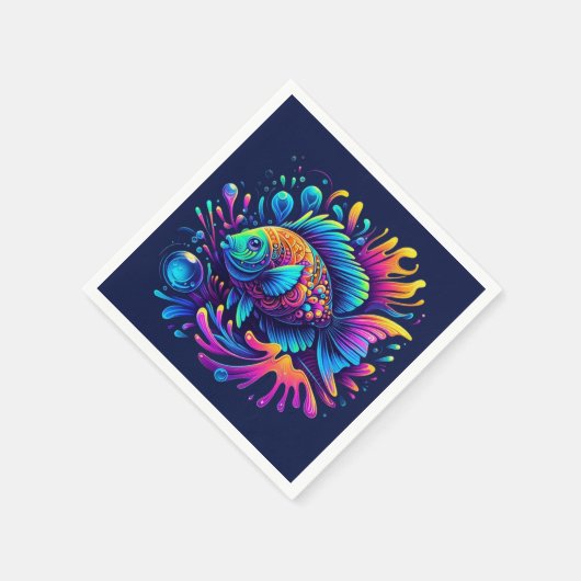 Farbige Fische Serviette (Ecke)