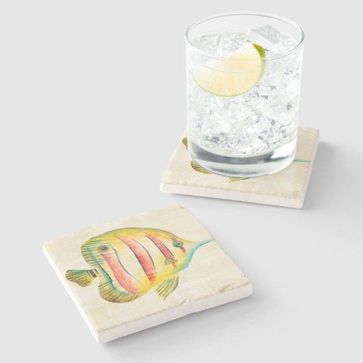 Farbige Fische Steinuntersetzer (Seitenansicht)