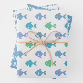 Farbige Fische Umhüllungspapier Flachblatt Set von Geschenkpapier Set