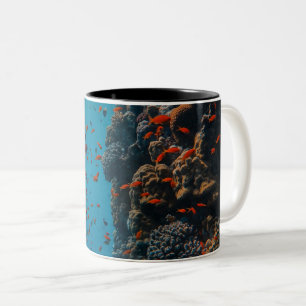 Farbige Fische und Riffe Zweifarbige Tasse