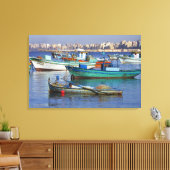 Farbige Fischerboote im Hafen von Leinwanddruck (Insitu (Wohnzimmer))