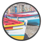 Farbige Fischerboote, Kap Verde Eishockey Puck (Vorderseite)