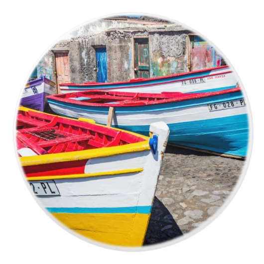 Farbige Fischerboote, Kap Verde Keramikknauf (Vorderseite)