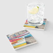 Farbige Fischerboote, Kap Verde Steinuntersetzer (Seitenansicht)