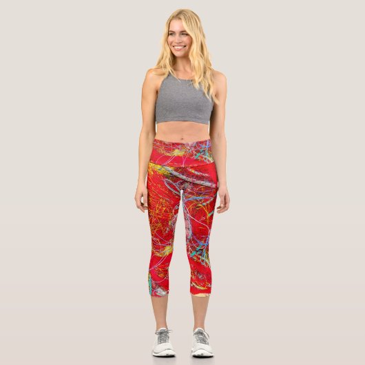 Farbige Fischernetze Capri Leggings (Vorderseite)