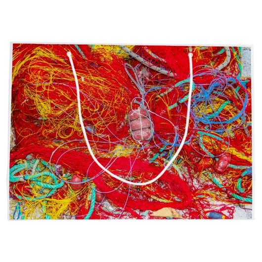 Farbige Fischernetze Große Geschenktüte (Rückseite)