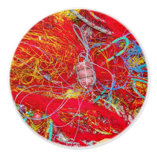 Farbige Fischernetze Keramikknauf (Vorderseite)