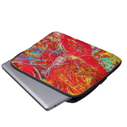 Farbige Fischernetze Laptopschutzhülle (Vorne Knopf)