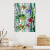 Farbige Fishien drucken Poster (Küche)