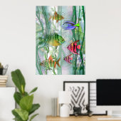 Farbige Fishien drucken Poster (Heimbüro)
