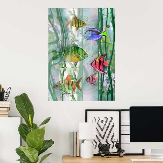 Farbige Fishien drucken Poster (Heimbüro)