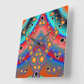 Farbige, fizzenhafte Blasen Quadratische Wanduhr (Winkel)