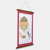 Farbige Flags Grüner Steampunk Heißluftballon Wandteppich Mit Holzrahmen (Gewinkelt)