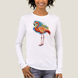 Farbige Flamingo-Abstrakt-Pinselstrich-Vogel-Kunst Tri-Blend Shirt