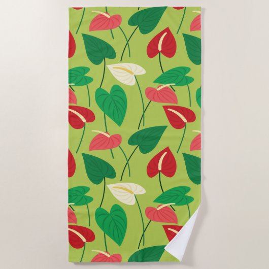 Farbige Flamingo-Blume, Muster, Handtuch (Vorderseite)