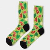 Farbige Flamingo-Blume Mustersocken Socken (Linkes Detail)