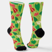 Farbige Flamingo-Blume Mustersocken Socken (Gewinkelt)