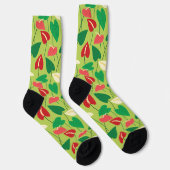 Farbige Flamingo-Blume Mustersocken Socken (Rechts)