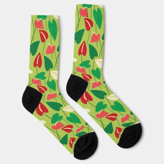 Farbige Flamingo-Blume Mustersocken Socken (Rechts)