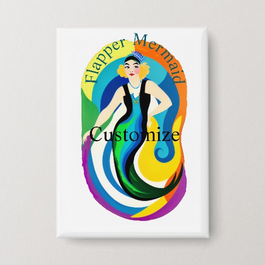 Farbige Flapper Meerjungfrau Thunder_Cove Button (Vorderseite)