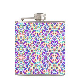 Farbige Flasche mit aufwendigen floralen und geome Flachmann