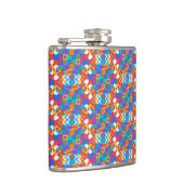 Farbige Flasche mit einem lebendigen geometrischen Flachmann (Rechts)