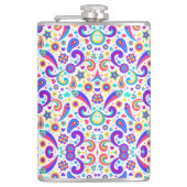 Farbige Flasche mit einem lebendigen Muster  Flachmann (Vorderseite)