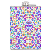 Farbige Flasche mit einem lebendigen Muster  Flachmann (Rückseite)