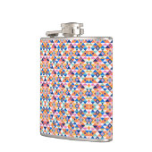 Farbige Flasche mit geometrischem Muster in Blautö Flachmann (Links)