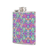 Farbige Flasche mit lebendigen geometrischen und f Flachmann (Links)